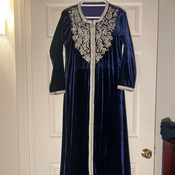 Blue Handcraft Moroccan Caftan Size S/M - Picture 4 of 6